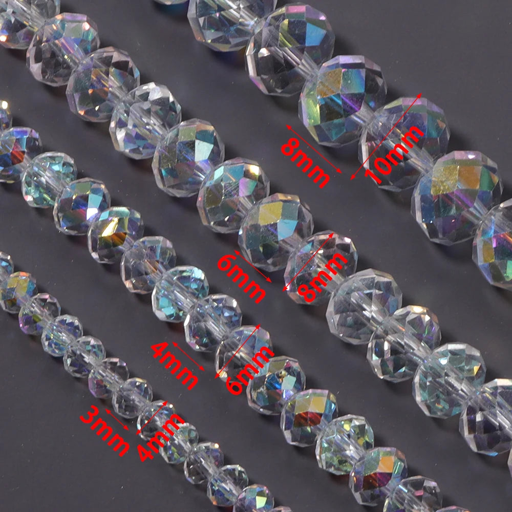 AB Faceted Rondelle Crystal Spacer Beads – DIY Jewelry Making Crystal Spacer Beads PLUSH