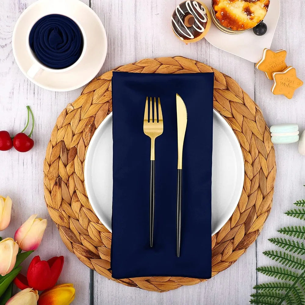 10pcs Satin Dinner Napkins 30x30cm – Soft Reusable Table Napkins Cloth Dinner Napkins PLUSH