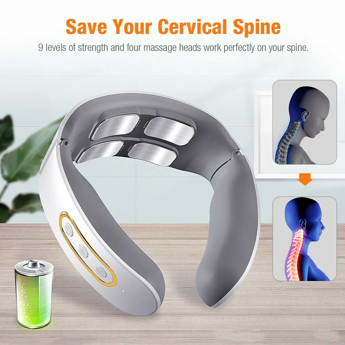 Smart Neck Massager – 6 Modes Portable Ergonomic Device Neck Massager PLUSH