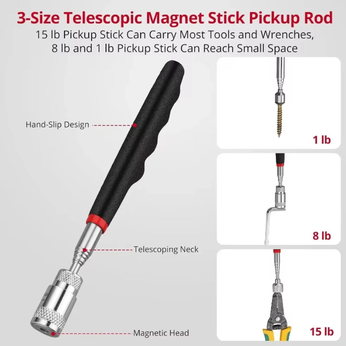 Telescopic Magnetic Pickup Stick & Inspection Mirror Tool Magnetic Pickup Tool PLUSH