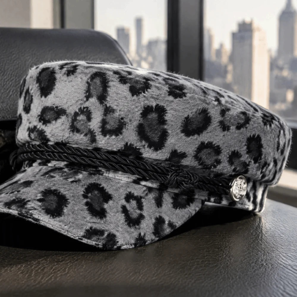 Vintage Newsboy Beret Hat – Leopard Print Flat Top Cap Newsboy Beret Hat PLUSH