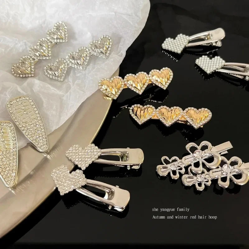 Glitter Rhinestone Hair Clip – Geometric Flower Barrette Rhinestone Hair Clip PLUSH