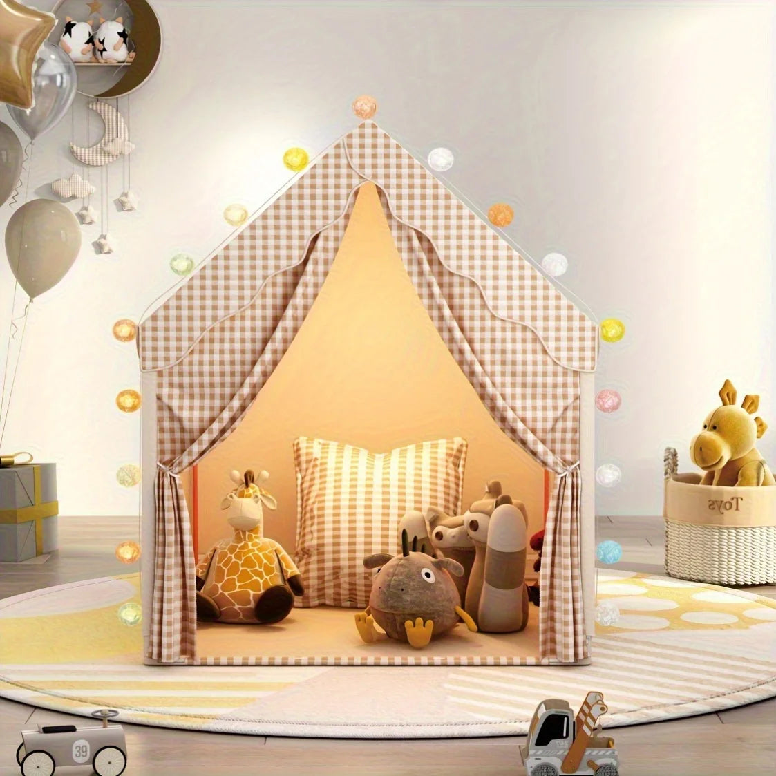 Kids' Castle Tent Playhouse – Indoor Bed Canopy Divider Kids Play Tent PLUSH