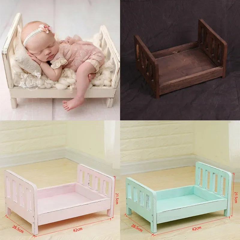 Vintage Wooden Mini Bed Newborn Baby Photography Prop Baby Photography Prop PLUSH
