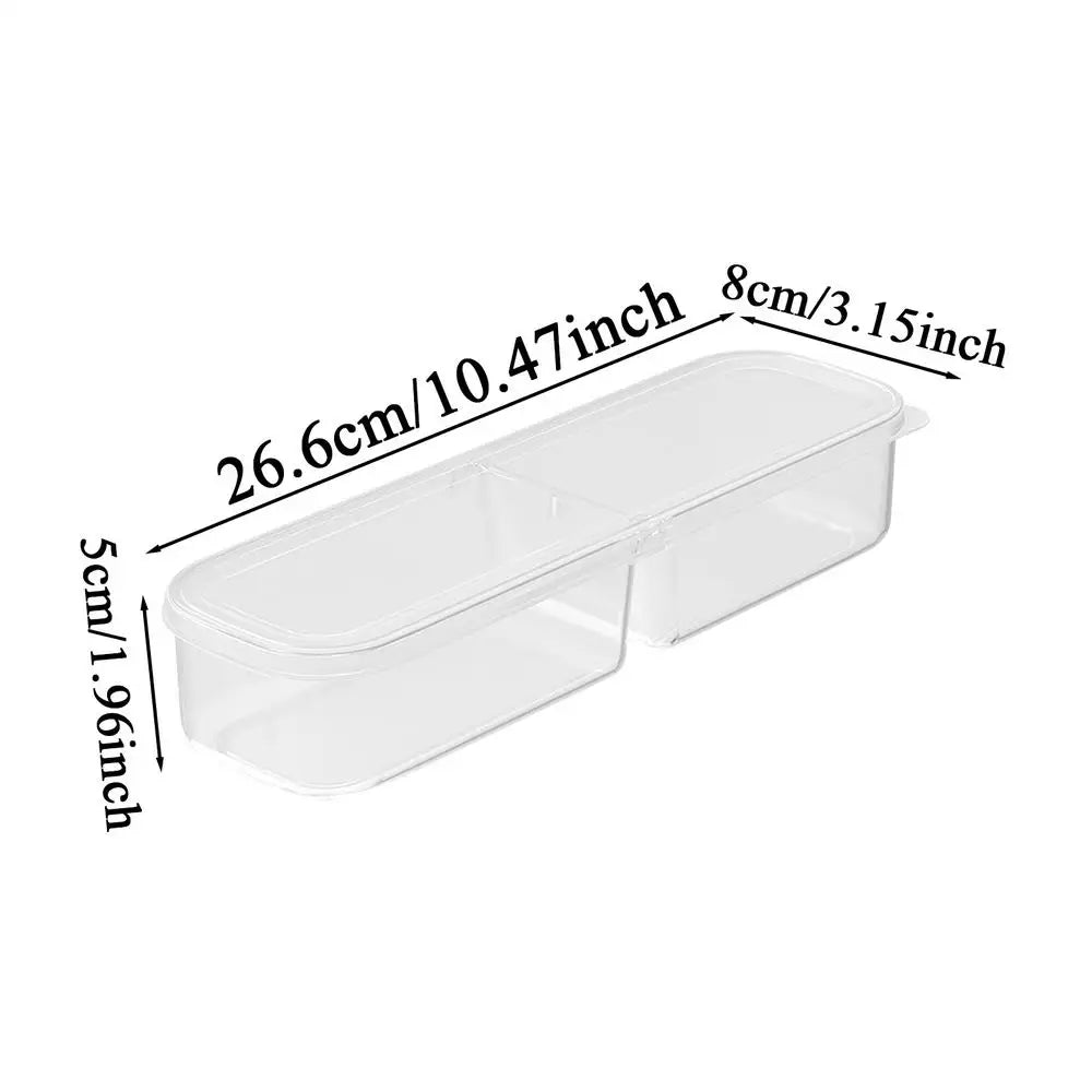 Clear 2/3 Grid Fridge Organizer Box | Stackable Food Storage Food Storage Organizer PLUSH Two Grids