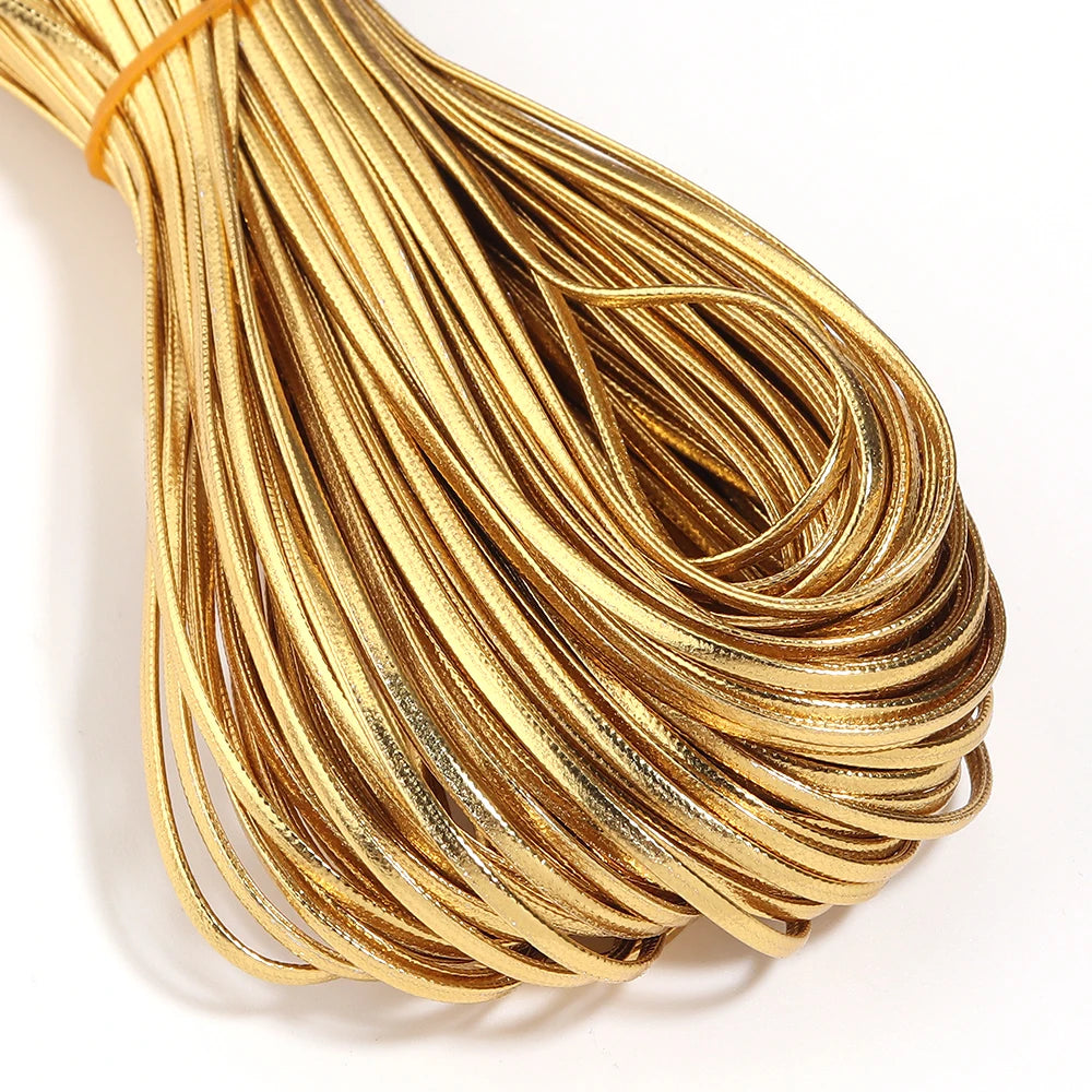 50 Yards 2mm Flat Faux Leather Cord – Multicolor DIY Crafts Leather Craft Cord PLUSH gold