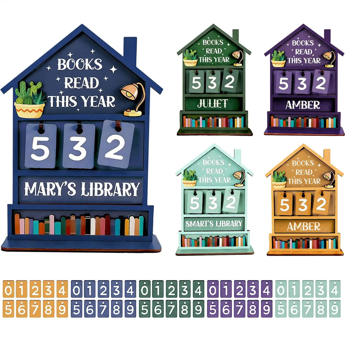 Wooden Books Read Counter Sign – Reading Tracker Shelf Decor Wooden Reading Tracker PLUSH