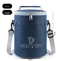 Round Insulated Lunch Bag 19x24cm – Thermal Food Tote Insulated Lunch Bag PLUSH Blue 19x24cm