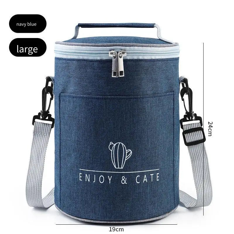 Round Insulated Lunch Bag 19x24cm – Thermal Food Tote Insulated Lunch Bag PLUSH Blue 19x24cm
