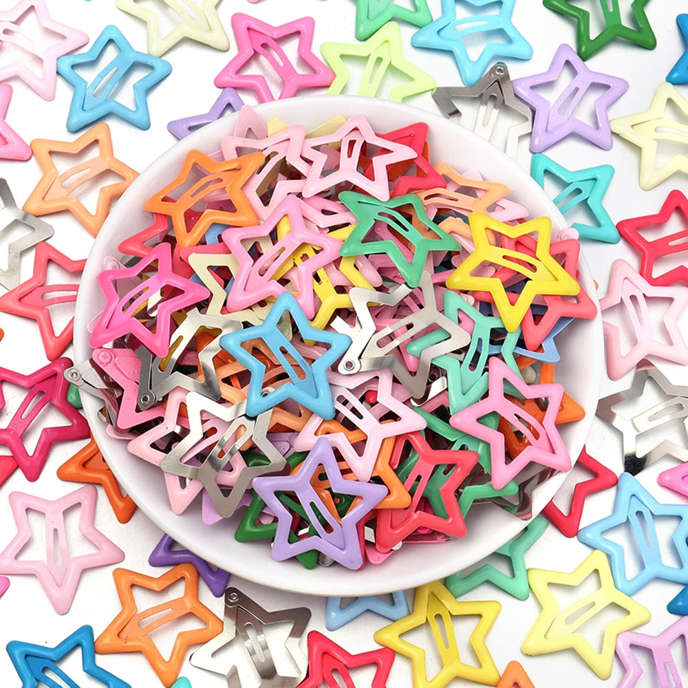 100pcs Y2K Star Metal BB Hair Clips for Girls – Colorful Kids Hair Clips PLUSH
