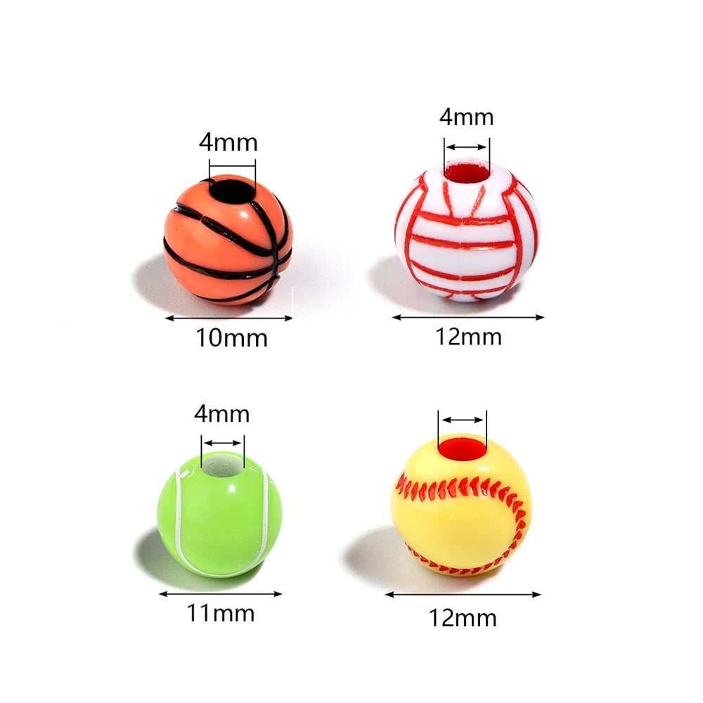 50pcs Sport Ball Acrylic Spacer Beads – DIY Jewelry Making Acrylic Spacer Beads PLUSH
