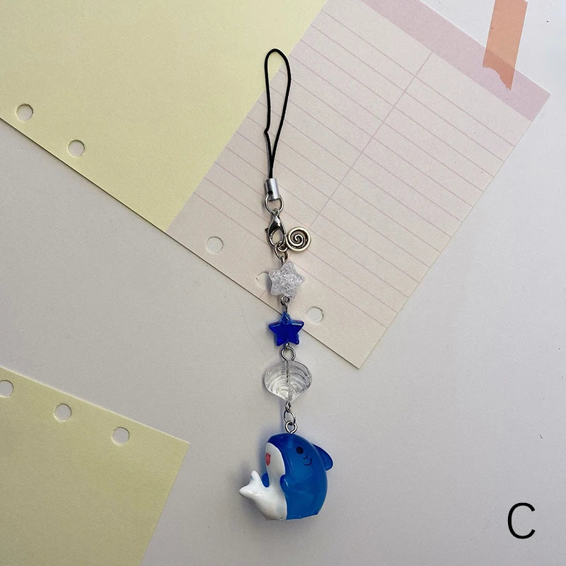 Y2K Cartoon Shark Phone Strap – Ocean Animal Lanyard Keychain Phone Strap Keychain PLUSH style 3