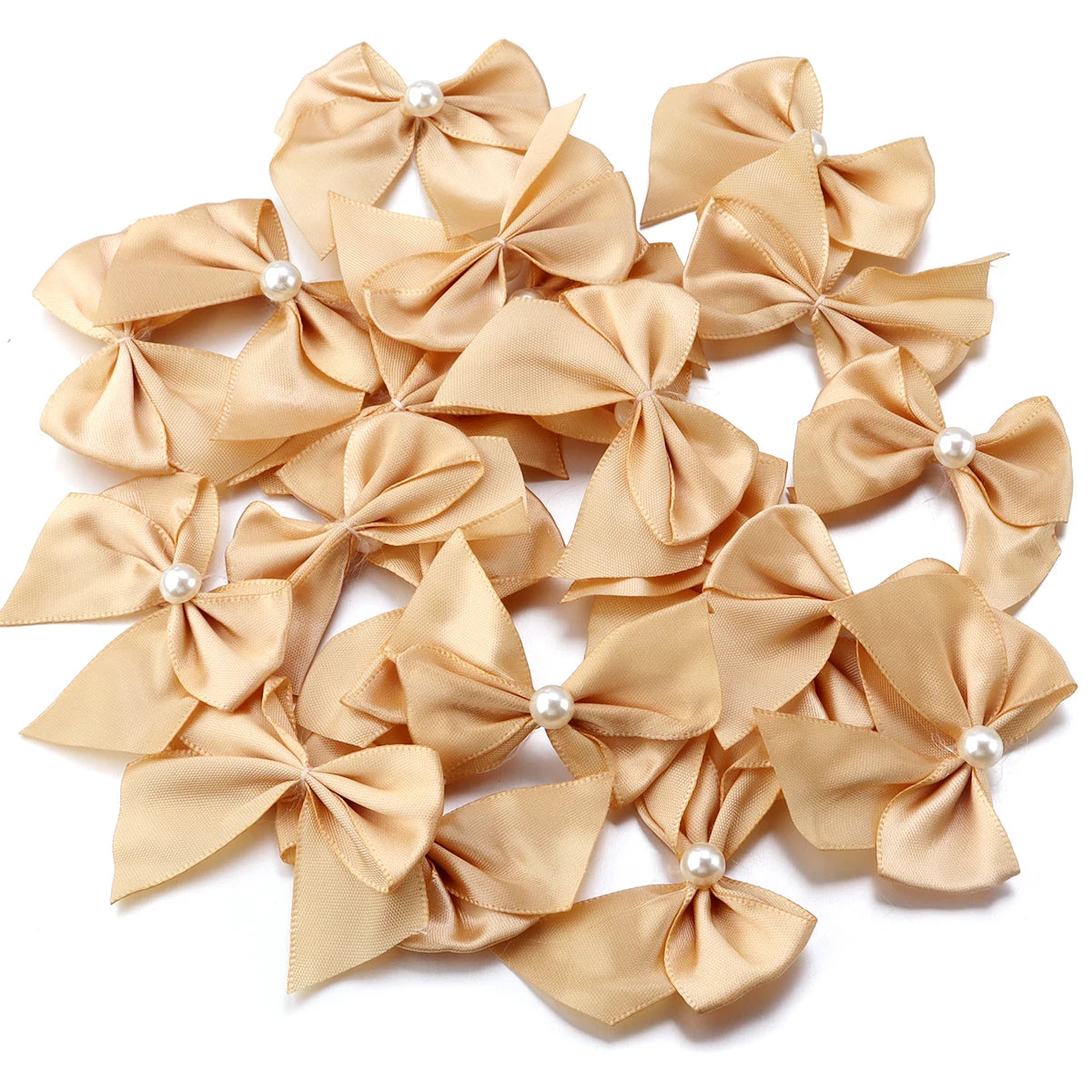 20pcs Satin Ribbon Bows 5.5x6cm – DIY Craft Decoration Satin Ribbon Bows PLUSH Champagne 5.5cmx6cm