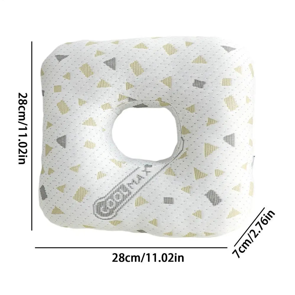 Memory Foam Ear Hole Pillow for Side Sleepers – Portable Memory Foam Pillow PLUSH Light Grey