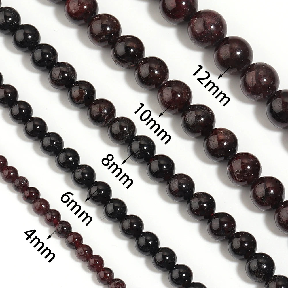 Wine Red Garnet Natural Stone Round Beads 4–12mm | DIY Jewelry Natural Stone Beads PLUSH