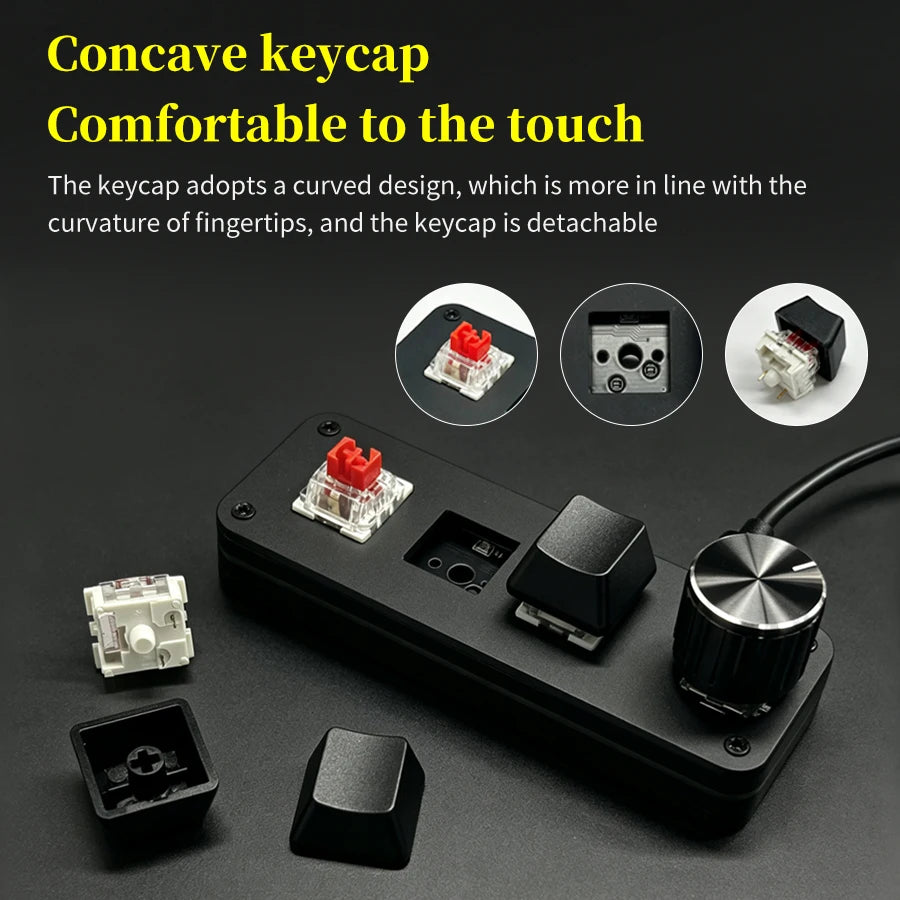 Programmable 3-Key Macro Keypad with Knob – Hotswap RGB USB-C Mechanical Macro Keypad PLUSH