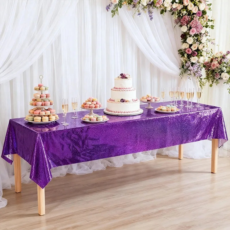 Purple Laser Tablecloth 137x274cm – Disposable Party Table Cover Disposable Tablecloth PLUSH