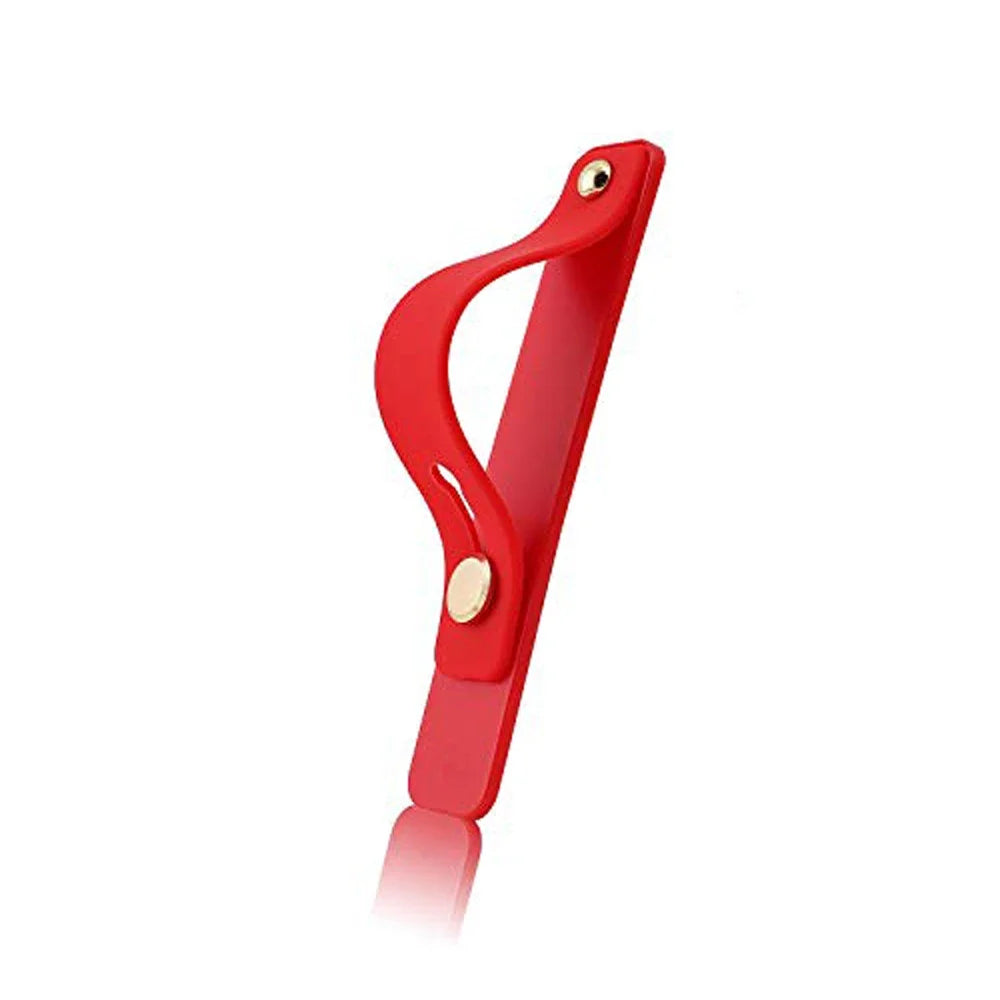 Universal Phone Grip Wrist Band, Finger Stand & Holder Phone Grip Stand PLUSH Red