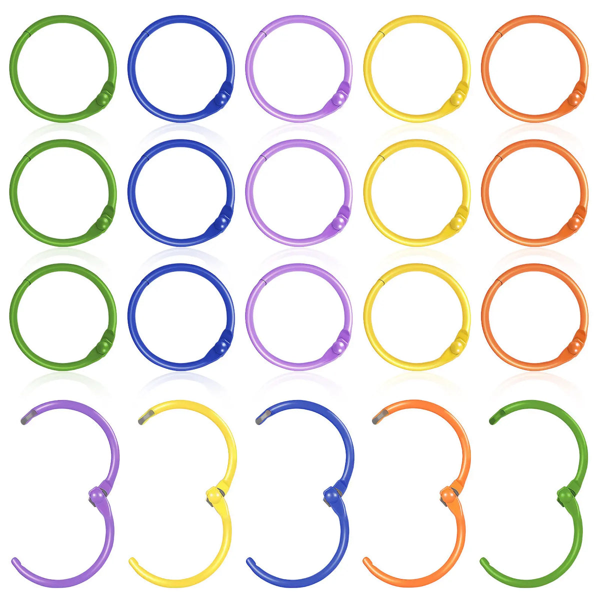 50pcs Colorful Metal Binder Rings – Loose Leaf Flashcard Rings Binder Rings PLUSH