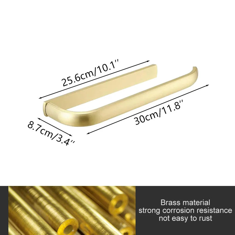 12-Inch Brass Wall Mounted Towel Bar – Rustproof Bathroom Rack Towel Bar PLUSH