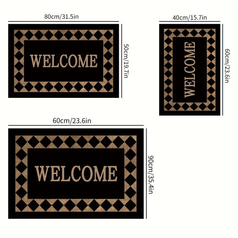 Non-Slip Welcome Doormat | Machine Washable Polyester Rug Entryway Doormat PLUSH