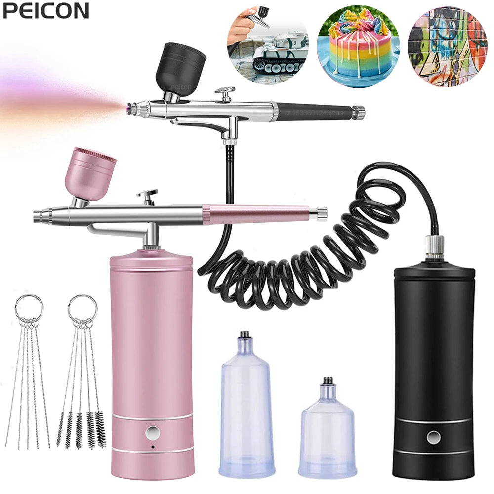 Portable Wireless Airbrush Kit with Compressor – 0.3mm Nozzle Airbrush Spray Kit PLUSH