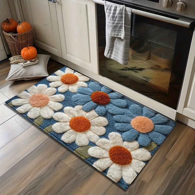Daisy Bath Mat Non-Slip Machine Washable Rug | Spring Decor Bath Mat Rug PLUSH