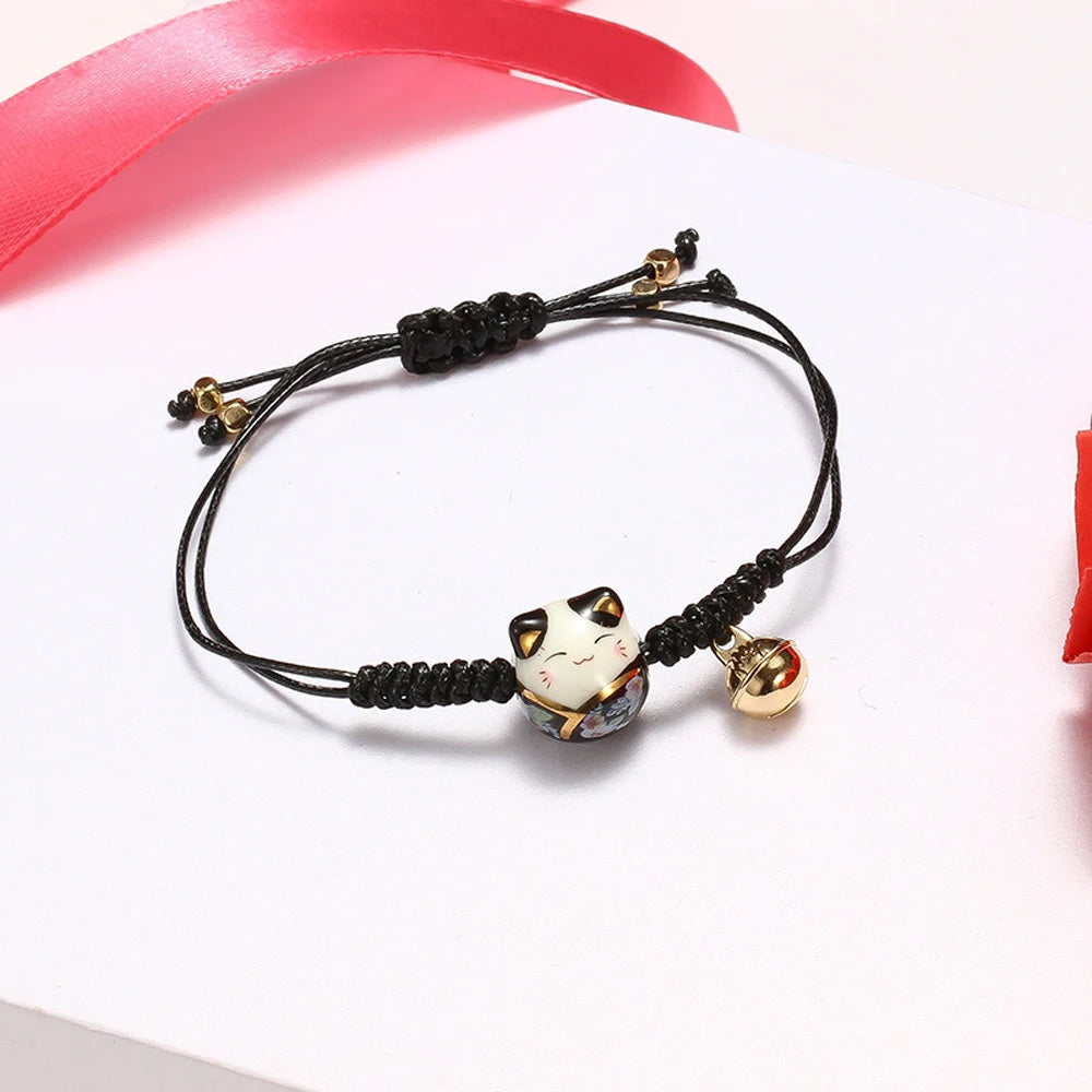 Ceramic Cat Bell Red Rope Bracelet – Lucky Zodiac Women's Gift Charm Bracelet PLUSH
