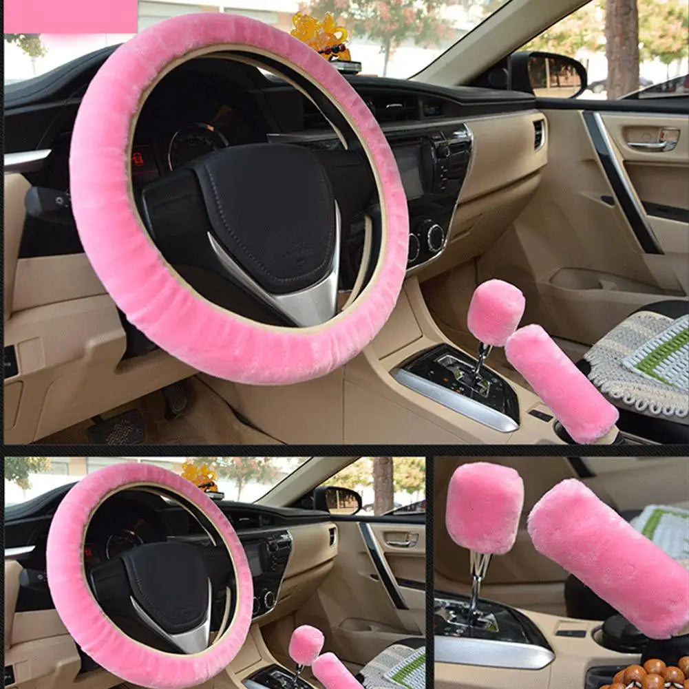 Plush Winter Car Steering Wheel Cover Set – Non-Slip Soft Steering Wheel Cover PLUSH