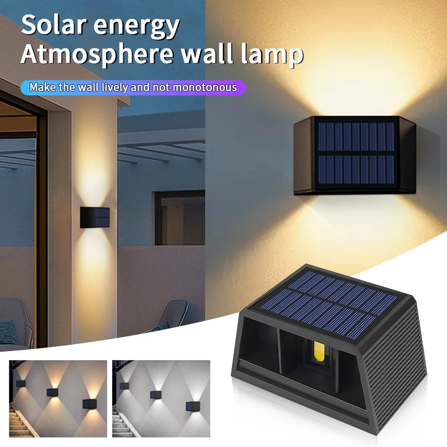 COB Solar Wall Light Dusk to Dawn – IP65 Outdoor LED Lamp Solar Outdoor Wall Light PLUSH