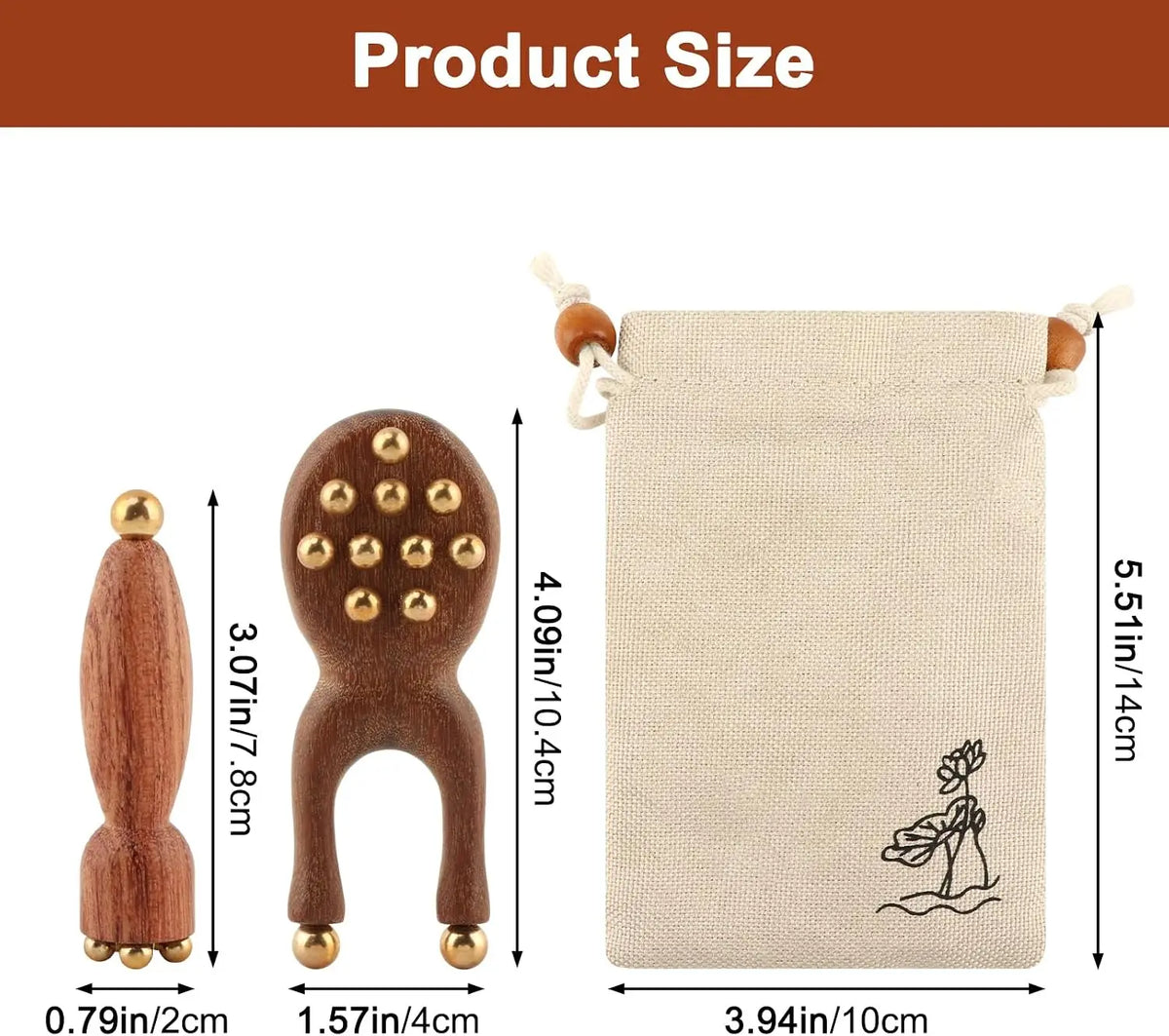 Wooden Y-Shaped Facial Massage Tool Kit with Brass Beads Facial Massage Tool PLUSH