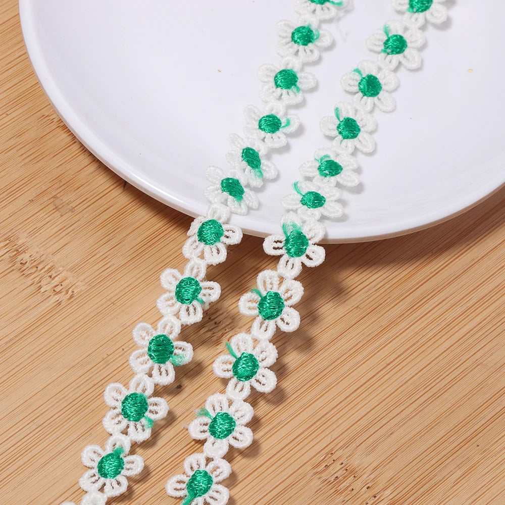 3 Yards Flower Lace Trim 1.5cm Polyester – DIY Craft Decor Lace Trim Ribbon PLUSH green 1.5cm
