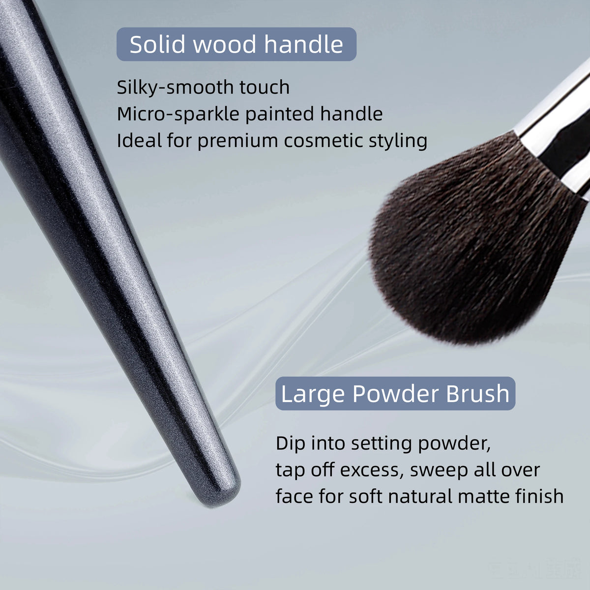 PLUSH Galaxy Powder Brush – Soft Natural Goat Hair Makeup Makeup Powder Brush PLUSH