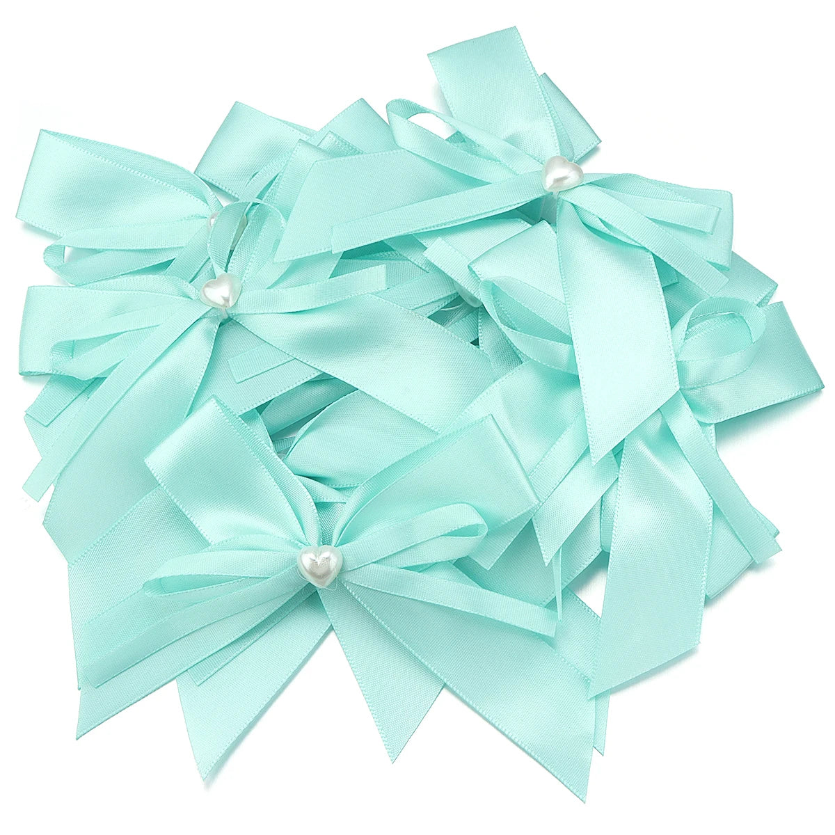 10pcs Double Layer Polyester Pearl Bows – DIY Jewelry & Craft DIY Bow Embellishments PLUSH green