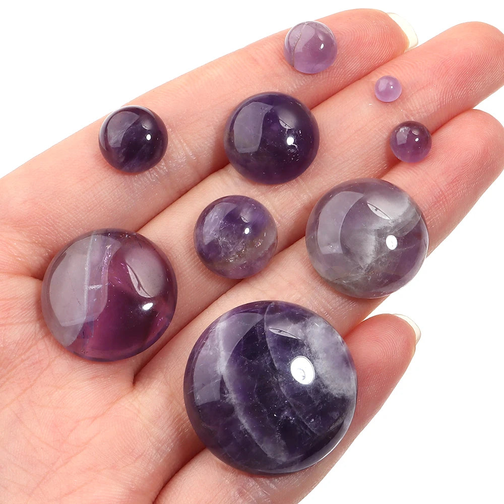 Natural Amethyst Round Cabochons – DIY Jewelry Making 5-10pcs Stone Cabochons PLUSH
