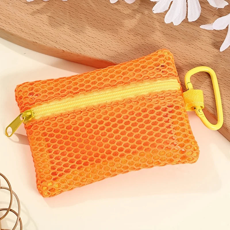 Transparent Mesh Makeup Bag – Flat Square Toiletry Organizer Cosmetic Bag PLUSH yellow S