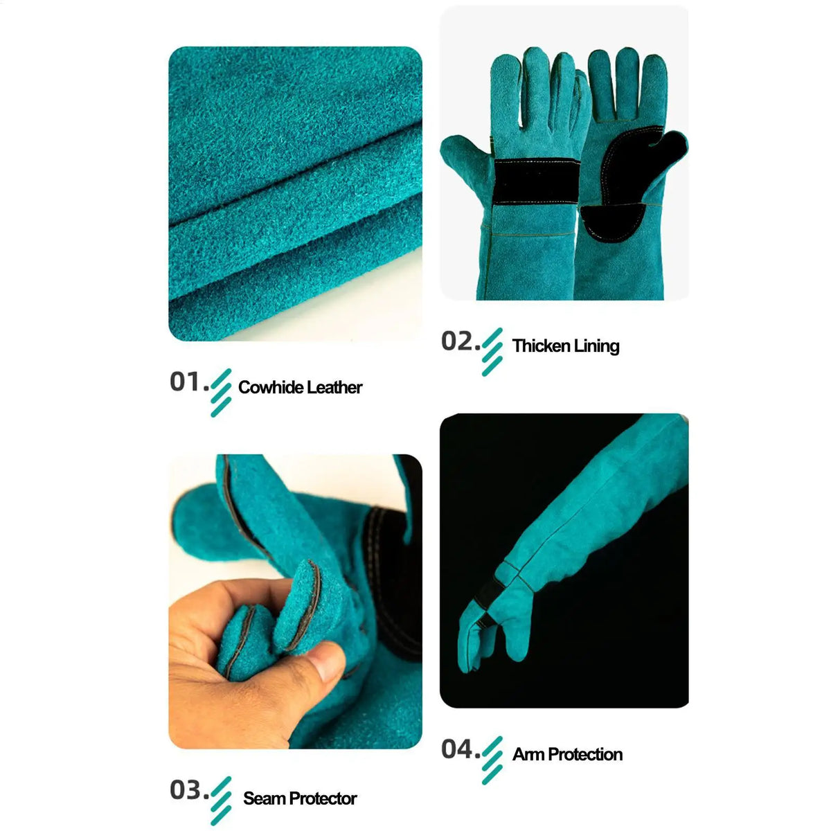 Anti-Bite Leather Gloves for Dog Cat & Bird Handling Pet Safety Gloves PLUSH