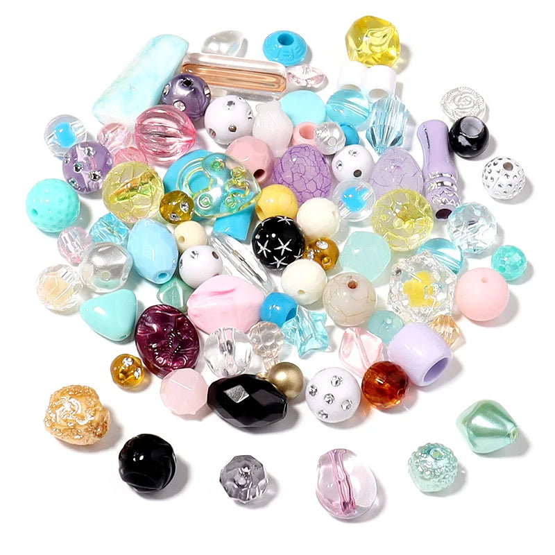 50g Mixed Acrylic Beads Y2K DIY Jewelry Phone Chain Bracelet Acrylic Craft Beads PLUSH