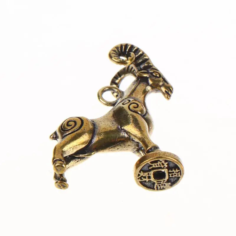 Solid Brass Zodiac Goat Figurine – Auspicious Animal Statue Brass Zodiac Figurine PLUSH