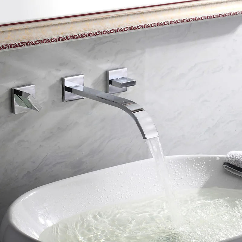 Wall Mounted Dual Handle Basin Faucet – Chrome Brass ELT01 Bathroom Basin Faucet PLUSH