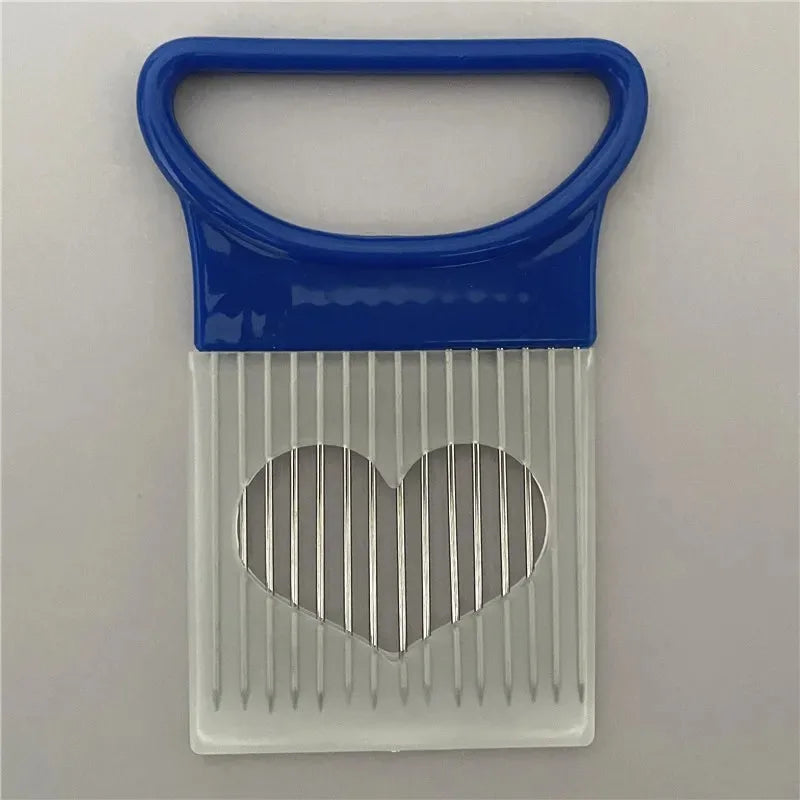 Stainless Steel Onion Holder & Vegetable Slicer Kitchen Tool Vegetable Slicer Tool PLUSH Blue
