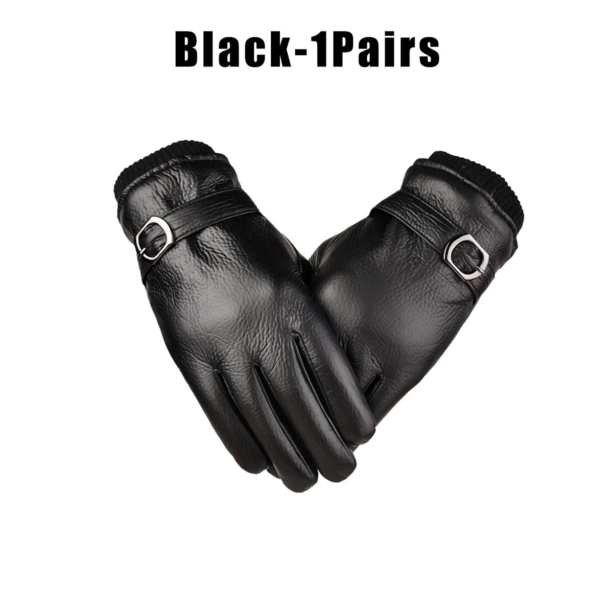 Windproof Thermal Touchscreen Leather Gloves – Winter Sports Winter Sports Gloves PLUSH Black 1Pairs