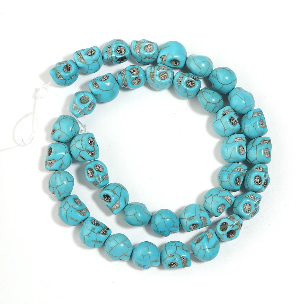 Turquoise Howlite Skull Beads | Natural Stone DIY Jewelry Spacers Natural Stone Beads PLUSH 10mm