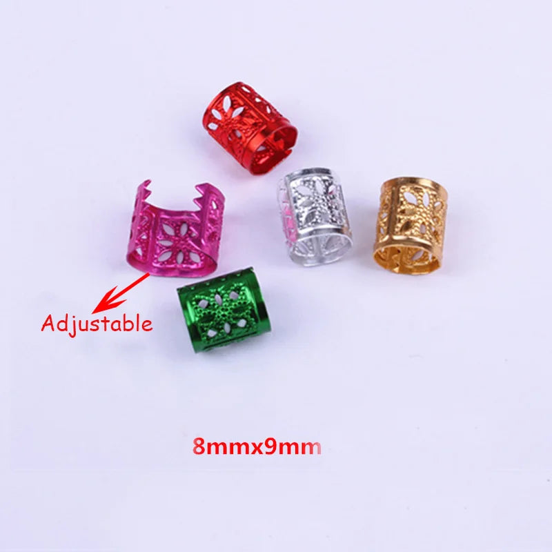 50-100pcs Dreadlock Hair Rings Bead Cuffs – Mixed Color Hair Braid Rings PLUSH