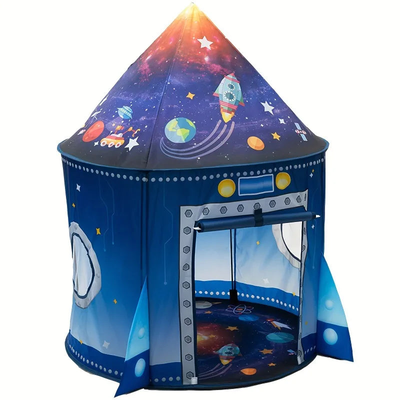 Kids Space Rocket Play Tent with Star Lights – Boys & Girls Kids Play Tent PLUSH