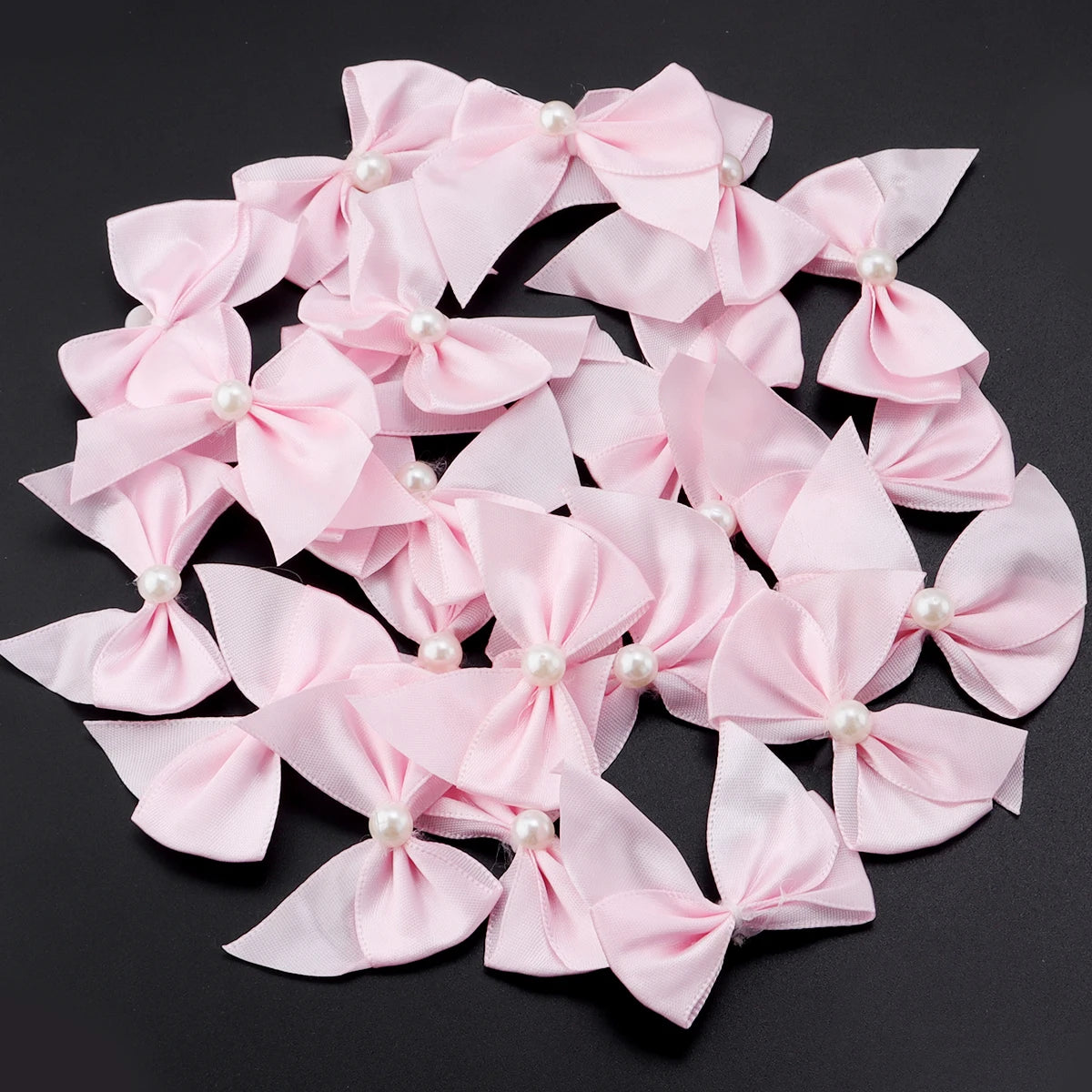 20pcs Satin Ribbon Bows 5.5x6cm – DIY Craft Decoration Satin Ribbon Bows PLUSH Light Pink 5.5cmx6cm