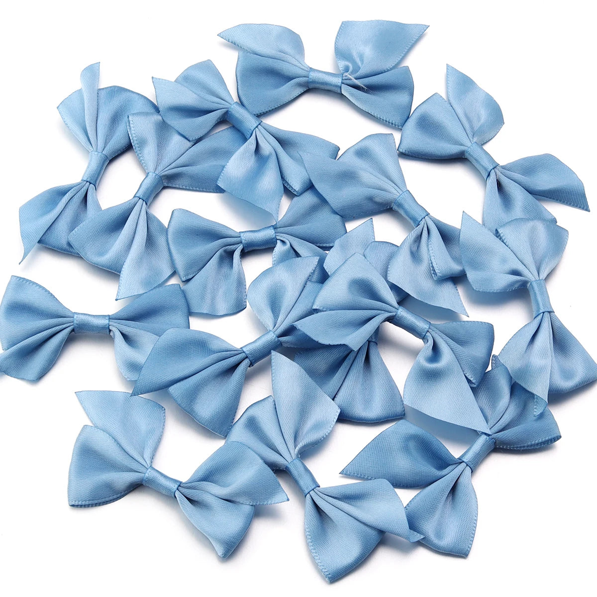 20pcs Satin Ribbon Bows – DIY Craft & Party Decoration Ribbon Bows PLUSH Blue 4x7cm