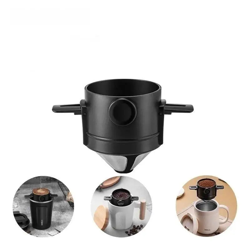 Foldable Titanium Coffee Dripper – Reusable Dual Mesh Filter Coffee Dripper PLUSH