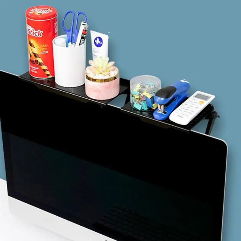 TV Monitor Top Storage Shelf | Desk Screen Organizer Rack Monitor Storage Shelf PLUSH
