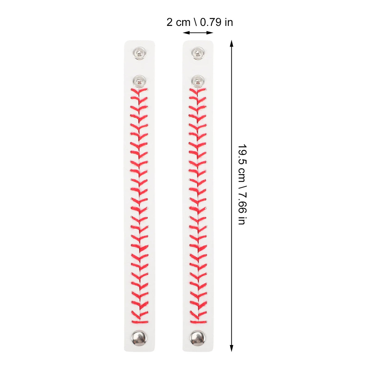 Baseball Braided PU Leather Snap Bracelets 2-Pack Wristbands Braided Snap Bracelet PLUSH